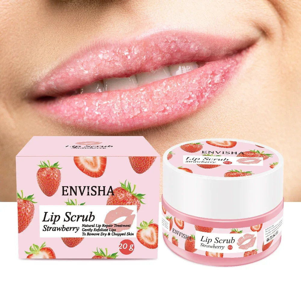 ENVISHA Strawberry Lip Scrub & Balm – Exfoliate & Moisturize Peaceful Pleasures Health and Wellness