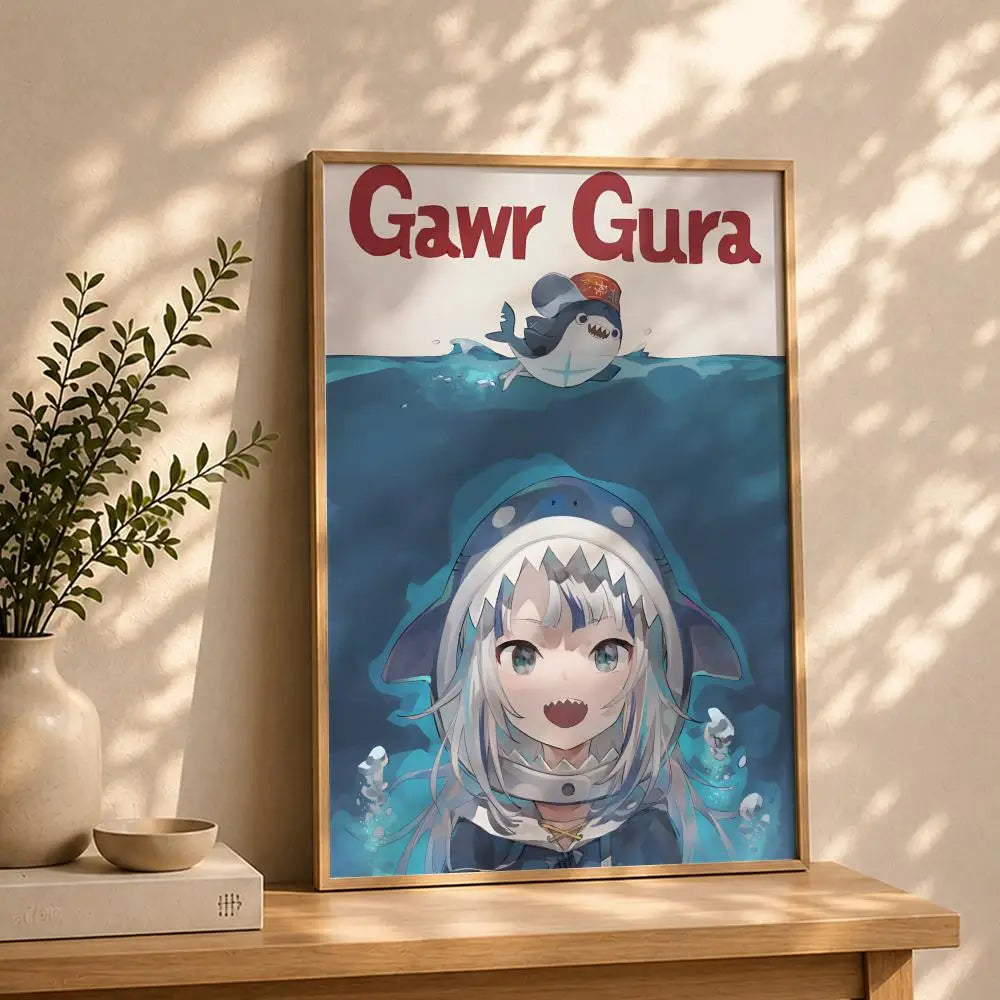 Vtuber G-Gawr GuraS Poster HD Self Adhesive Waterproof Wall Art Ideal for Home Office Dorm Bedroom Great Gift Peaceful Pleasures Health and Wellness