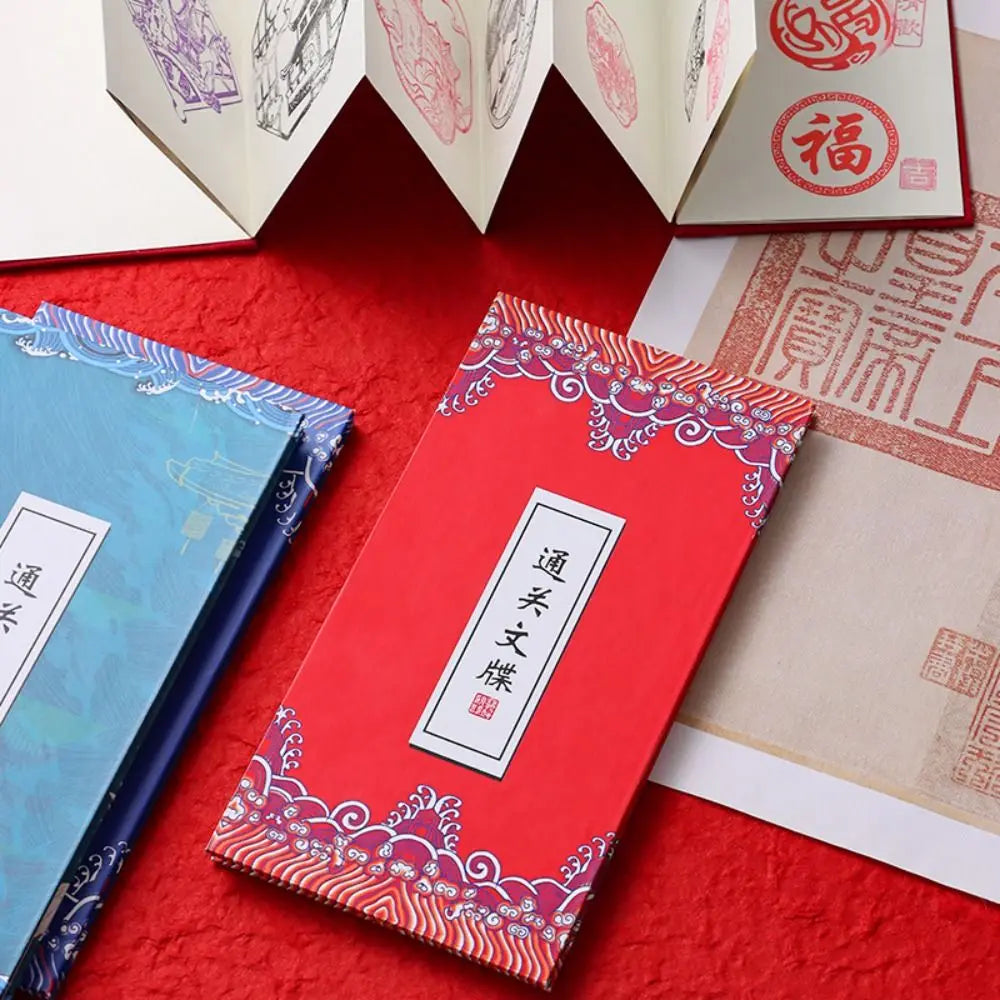 Collect Postmarks Folding Organ Notepad Blank Inner Page Chinese Style Retro Court Notebook Traveler Stationery Writing Paper Peaceful Pleasures Health and Wellness