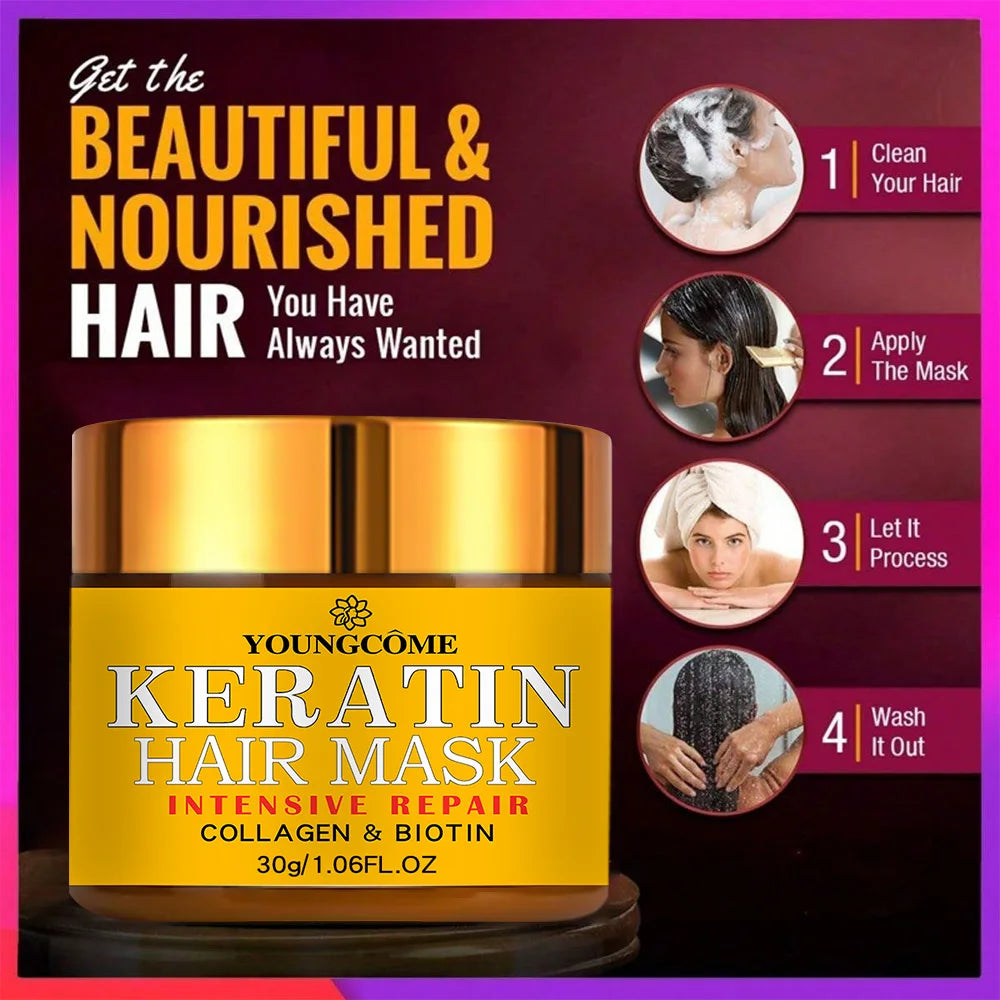 Hair Repairs Hair Mask Biotin Collagen Keratin Treatment Hairs Conditioner Hair Essential Oil Nourishing for Dry Damaged Peaceful Pleasures Health and Wellness