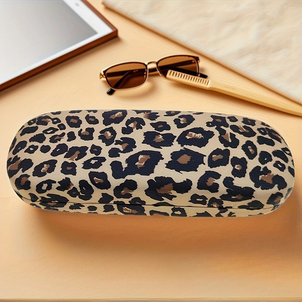 Leopard Print Metal Glasses Case | Hard Shell Travel Storage