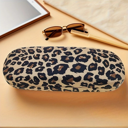 Leopard Print Metal Glasses Case | Hard Shell Travel Storage Eyeglass Case Peaceful Pleasures Health and Wellness
