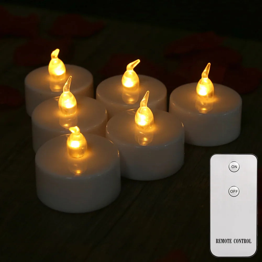 LED Tea Light With/Without Remote Flameless Flickering Candles Electronics Battery Operated Votive Light Home Table Party Decor Peaceful Pleasures Health and Wellness Remote Warm 6PC