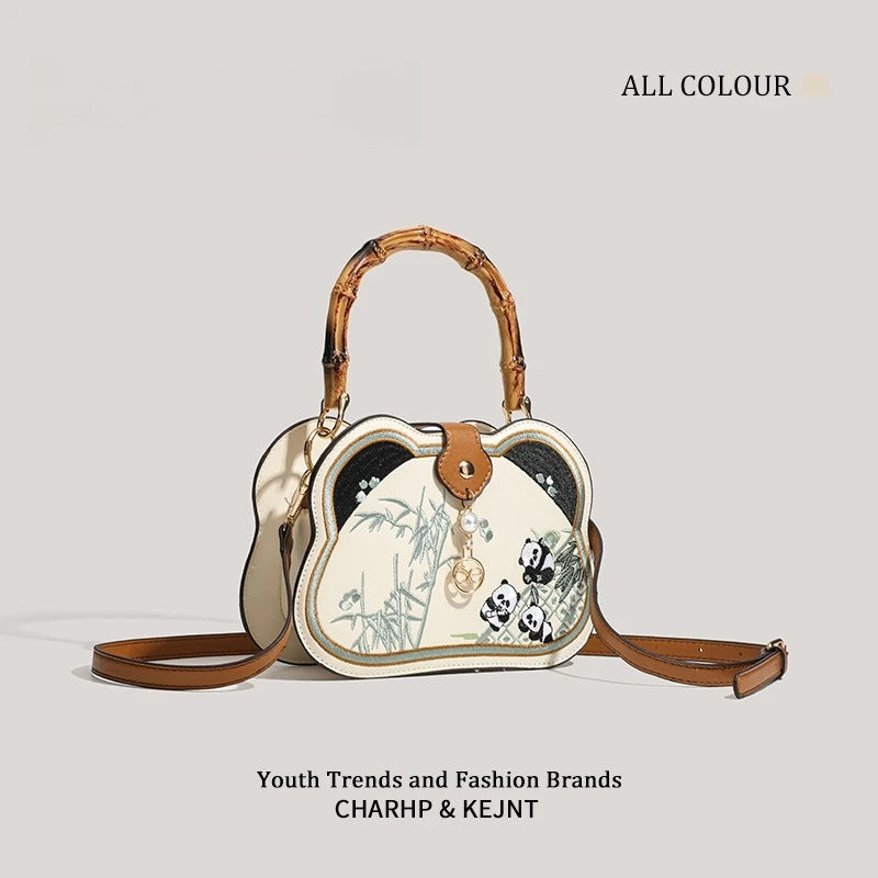 Panda Bamboo Crossbody Bag | Chinese Vintage Shoulder Handbag