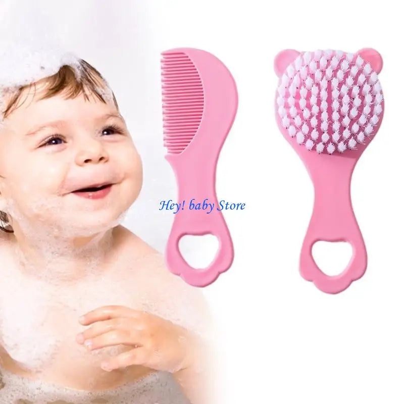 Baby Hair Brush & Comb Set | Soft Bear Design for Newborns