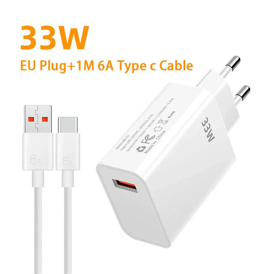 33W USB-C Fast Wall Charger – iPhone, Samsung & Xiaomi USB Wall Charger Peaceful Pleasures Health and Wellness EU Plug and Cable