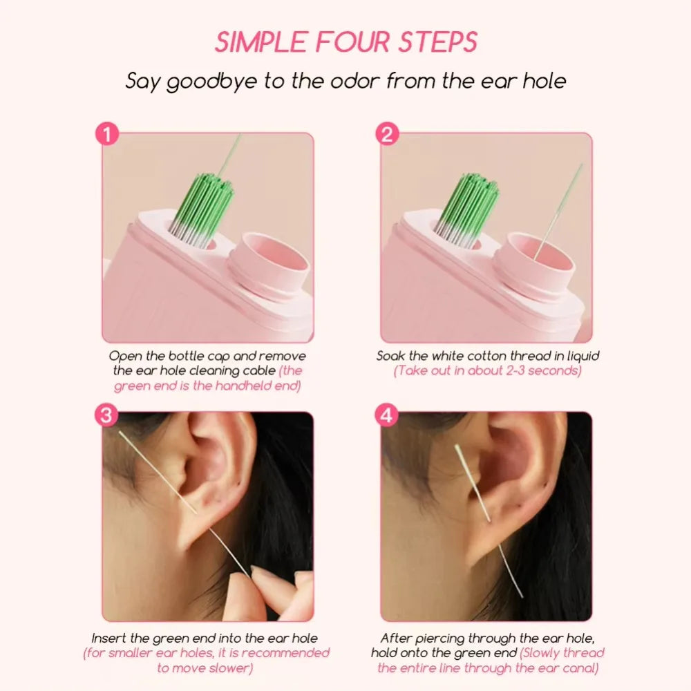 180/240Pcs Pierced Ear Cleaning Set with Solution Paper Floss Ear Hole Care Tools Disposable Earring Cleaner Kit Cleaner Tool Peaceful Pleasures Health and Wellness