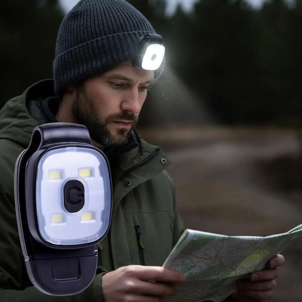 USB Rechargeable Clip-On LED Headlamp – 200 Lumens, 6 Modes