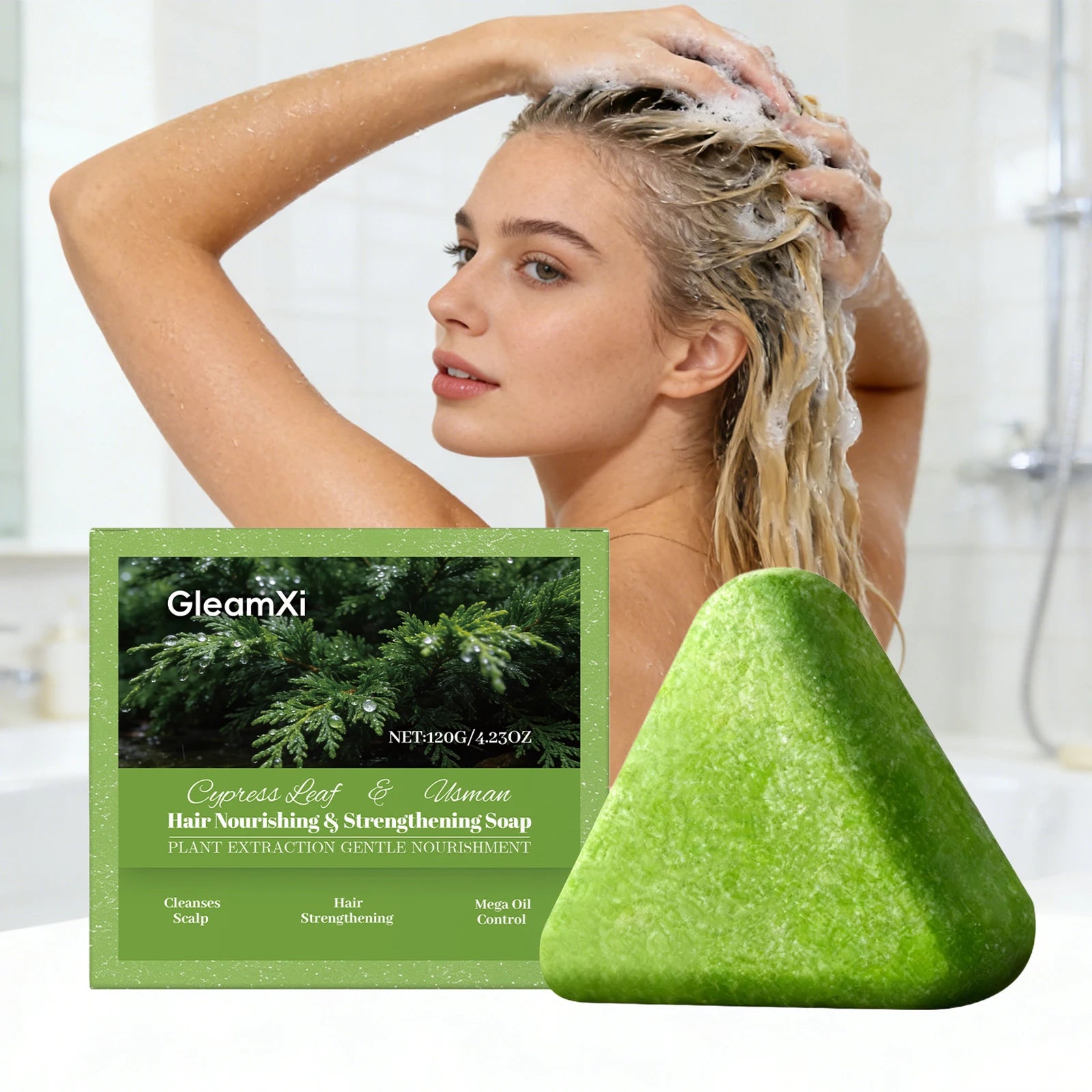 Usman Grass Shampoo Soap Gentle Cleansing Oil Control Volumizing Strengthen Hair Roots Soothing Scalp Repair Smooth Shampoo Soap Peaceful Pleasures Health and Wellness