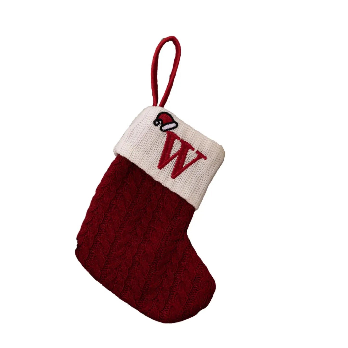 Knitted Christmas Stocking Ornament – Snowflake & Alphabet
