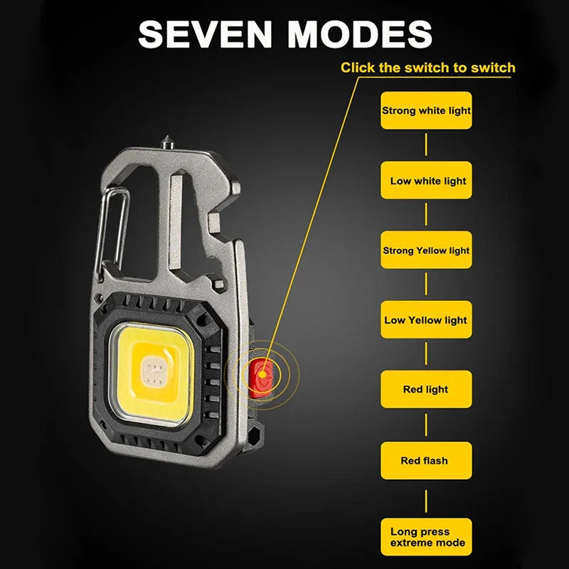 Mini LED Keychain Flashlight USB-C Rechargeable & Window Hammer