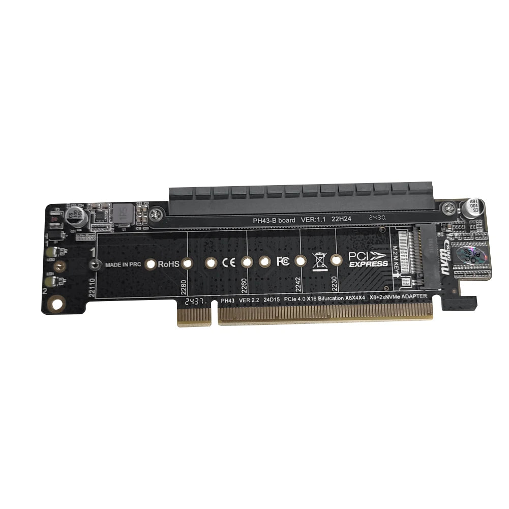 PCIe X16 To X8+X4+X4 Split Expansion Adapter Card PCIE4.0 Expansion Riser Card Extended Card Support 2280/2260/2242/2230 SSD Peaceful Pleasures Health and Wellness as show