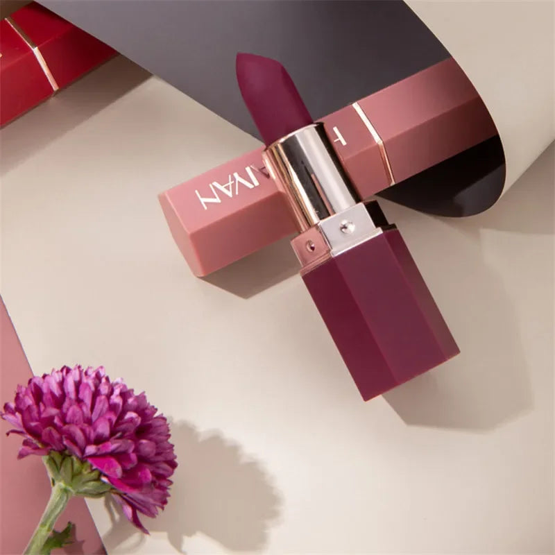 Handaiyan 6-Color Matte Waterproof Velvet Lipstick – Long-Lasting