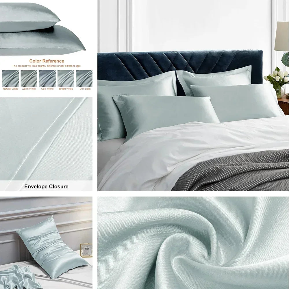 Set of 2/4pc Silky Stain Pillowcase Silky Pillowcase Natural Silk Pillowcase Standard Queen Size Mulberry Silk Pillow Case Peaceful Pleasures Health and Wellness