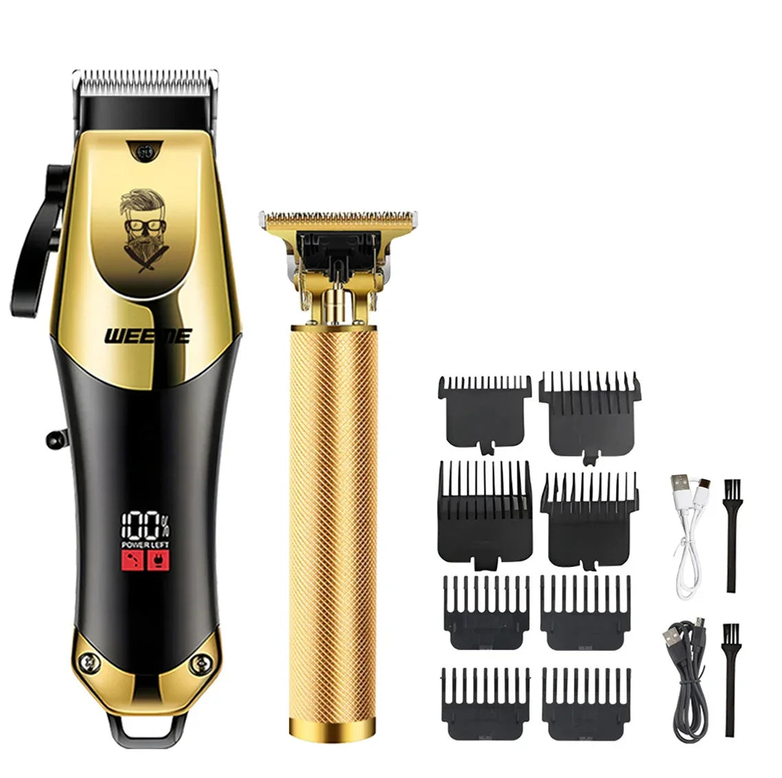 3-in-1 USB Rechargeable Men's Vintage T9 Barber Kit/Wireless Hair Clipper/Beard Trimmer For Home/Salon Perfect Gift for Men Peaceful Pleasures Health and Wellness 810-JW