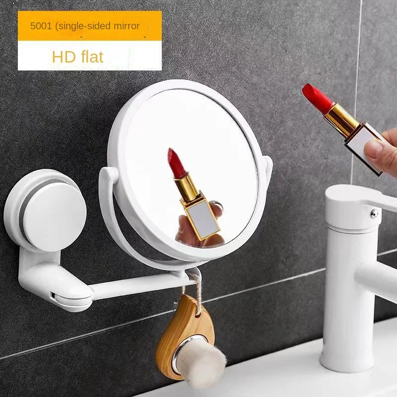 Double-Sided Folding Arm Suction Bathroom Makeup Mirror 6"