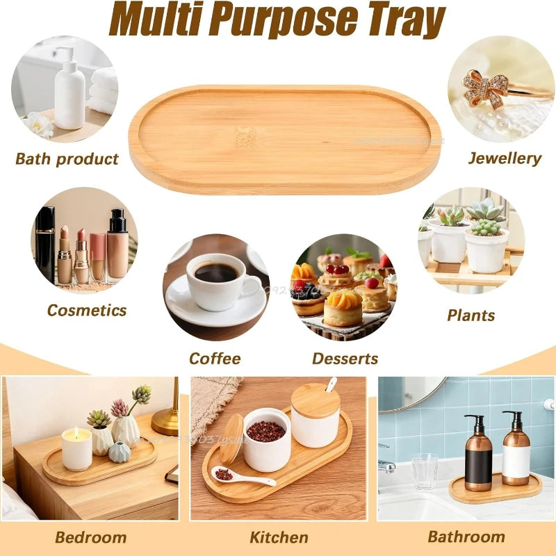 Bamboo Multi-Purpose Tray Set | Plant, Kitchen & Bathroom Use