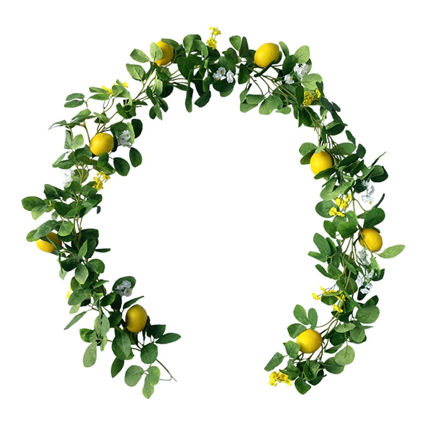 Artificial Lemon Garland Hanging Rattan Fake Eucalyptus Leaves Front