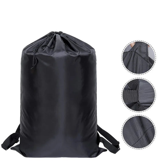 Foldable Laundry Backpack - Large Capacity Dirty Clothes Organizer for Travel, Dorm & Gym -Resistant Polyester, Drawstring Peaceful Pleasures Health and Wellness