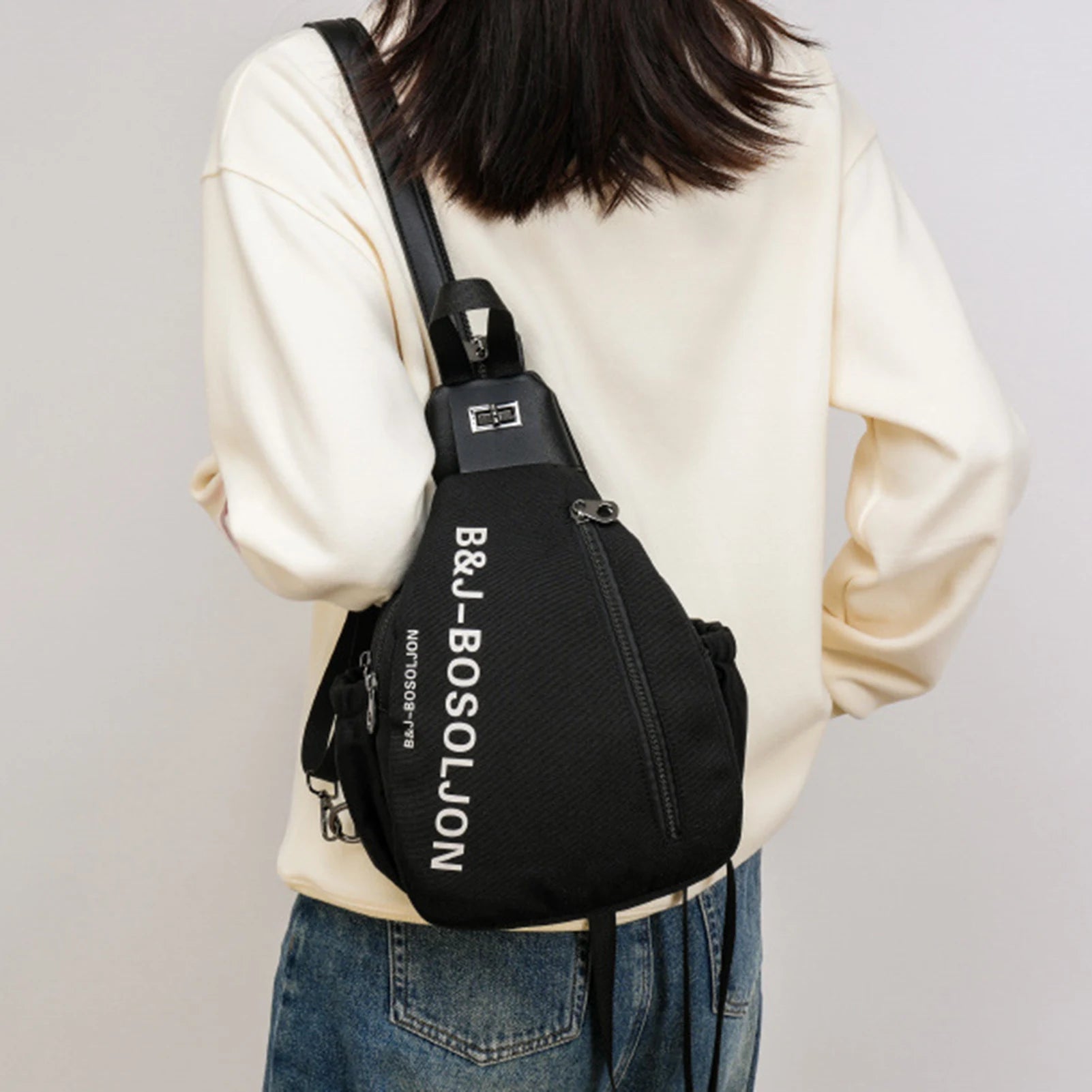 Multi-Compartment Shoulder Bag Wear-Resistant Buckle Soft Material Vertical Square Bag for Girls Students Campus Home Peaceful Pleasures Health and Wellness