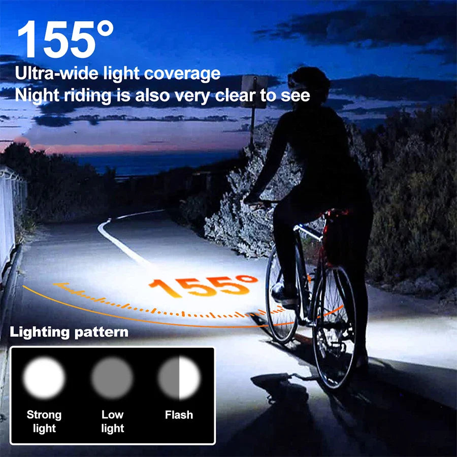 Solar Bike Light with 120dB Horn | USB-C Rechargeable LED MTB