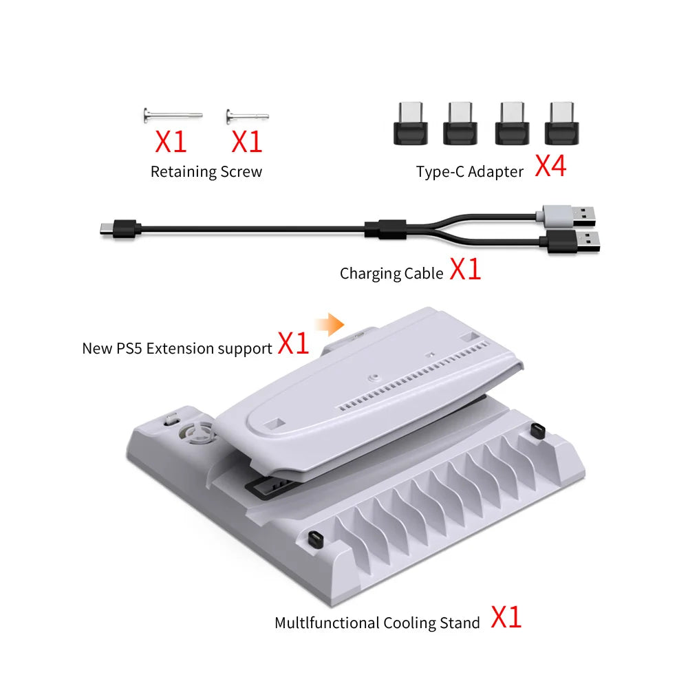 For PS5 Pro/PS5 Slim Multifunctional Host Dissipation Base For PS5 Pro Controller Charging Charging And Disc Storage Rack Peaceful Pleasures Health and Wellness
