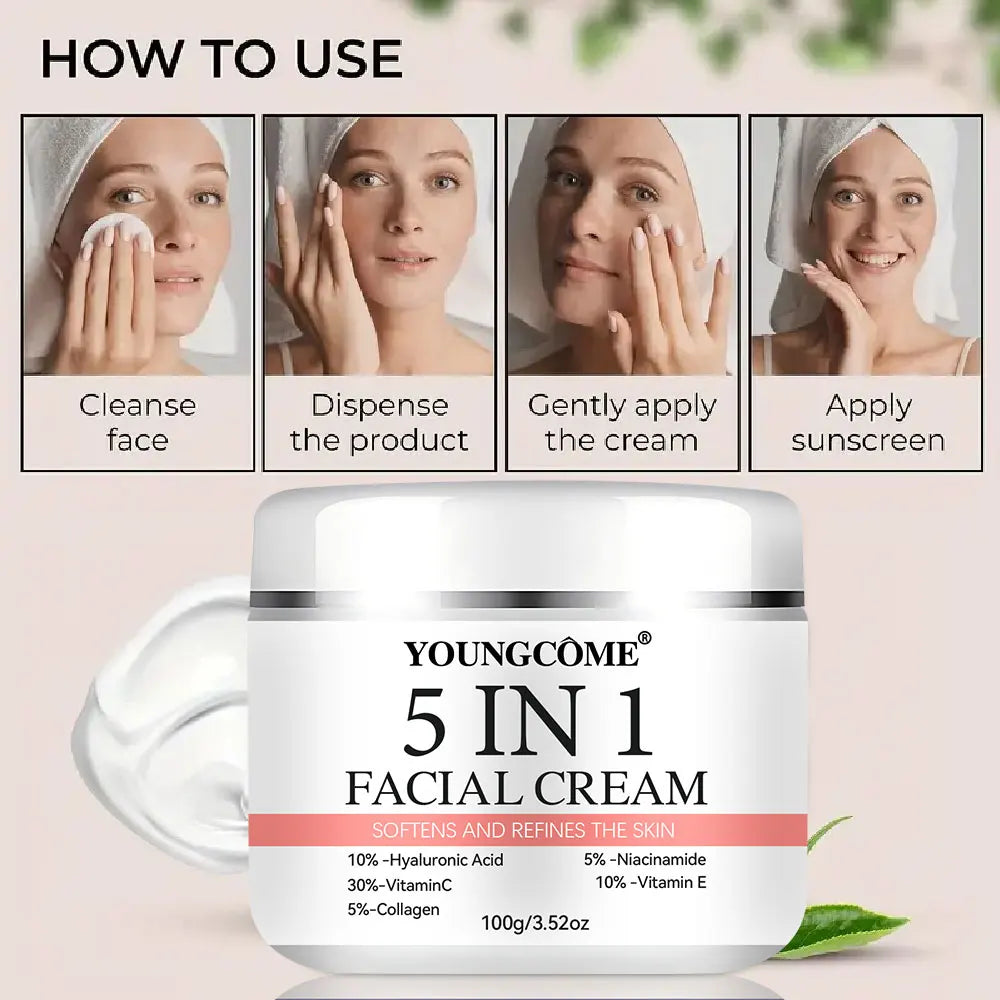 5-in-1 Firming Face Serum – Vitamin C & Hyaluronic Acid Face Serum Peaceful Pleasures Health and Wellness