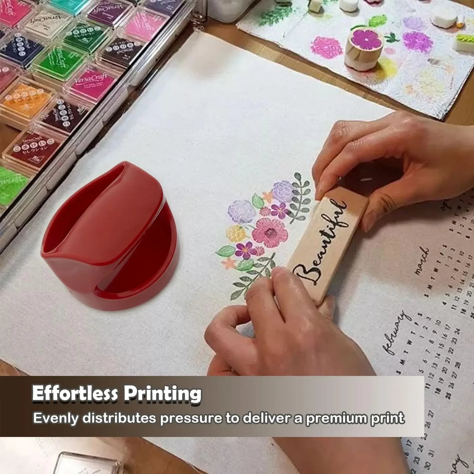 1 Pieces Block Printing Baren Tools Hand Printing Linocut Tools Printing Press Comfortable Handle - 4 inchs Peaceful Pleasures Health and Wellness