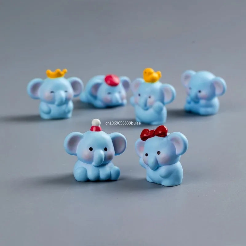 Cartoon Cute Blue Elephant Micro Landscape Desktop Decorative Ornaments Mini Elephant DIY Gadgets Decorative Figurines Decor Peaceful Pleasures Health and Wellness