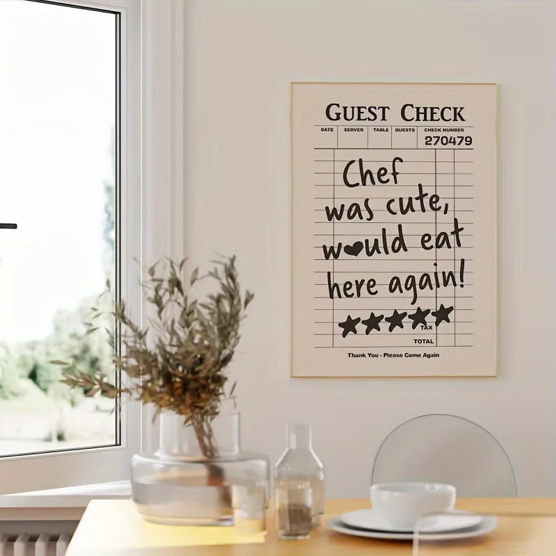 1pc Chef Was Cute Would Eat Here Again Modern Kitchen Wall Art for Bedroom Wall Decor New Year Gifts Artwork Canvas No Framed Peaceful Pleasures Health and Wellness