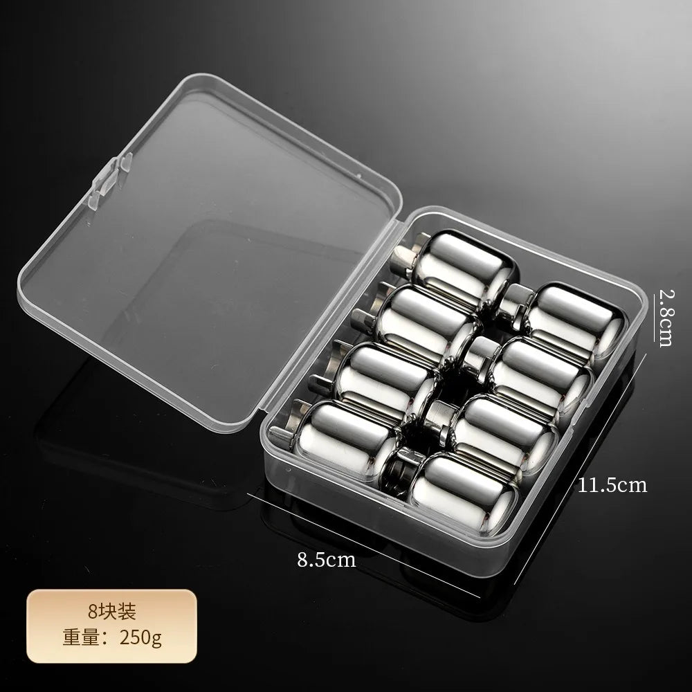 Stainless Steel Ice Cubes Whiskeygas Cylinders Ice Cube Cooler Reusable Whisky Ice Stone Whisky Rocks Bar Wine Cooler Peaceful Pleasures Health and Wellness 8pcs