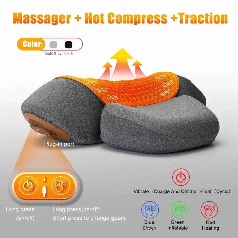 Electric Neck Massager Pillow Cervical Stretcher Heating Vibration Massage Back Traction Orthopedic Sleeping Pillows Support Peaceful Pleasures Health and Wellness