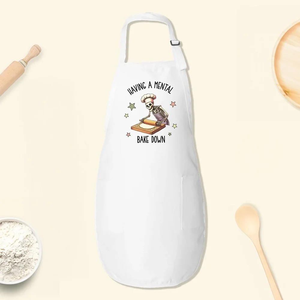 Funny Skeleton Chef Apron – Gothic Halloween Baking Gift Kitchen Apron Peaceful Pleasures Health and Wellness
