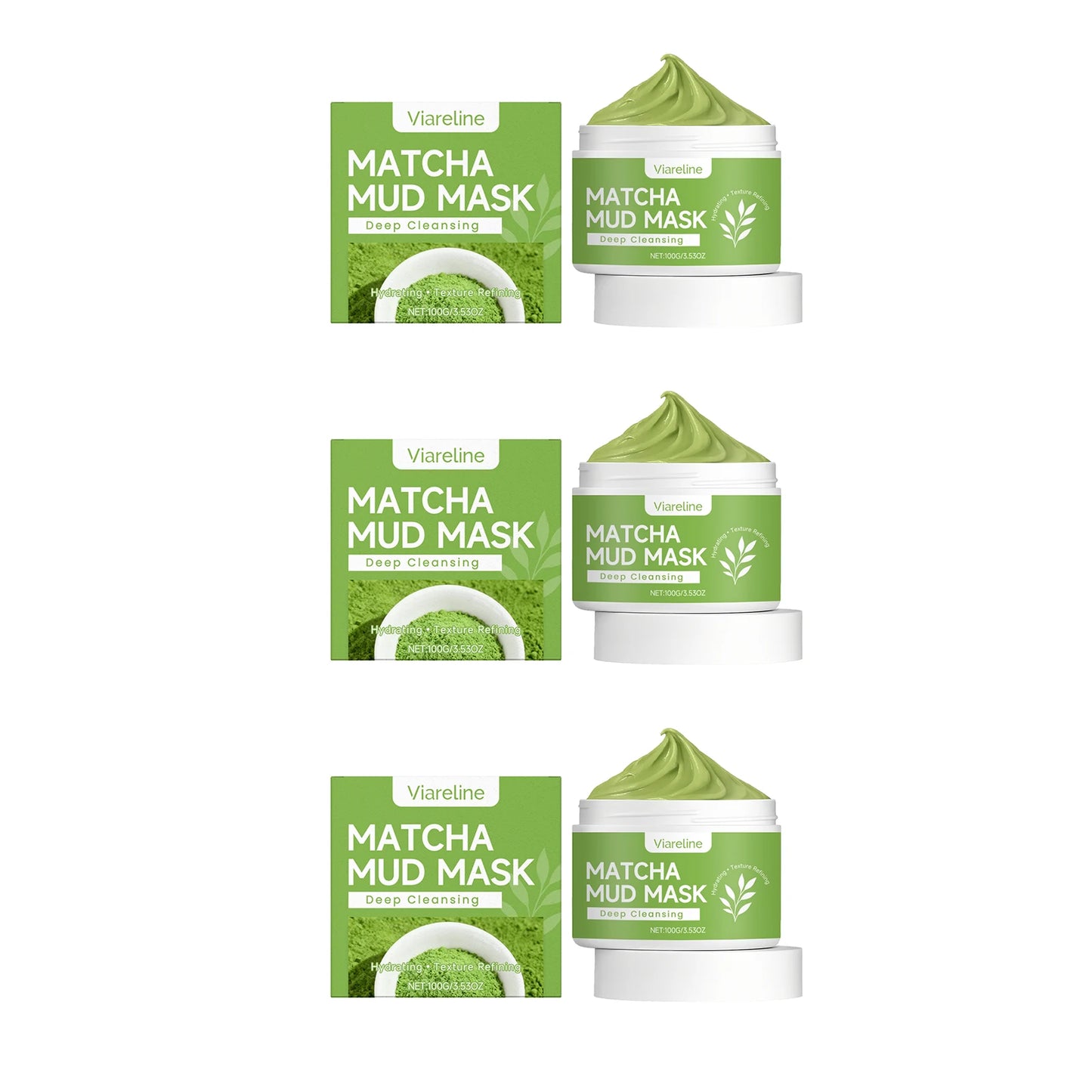 Matcha Mud Mask Deep Cleansing Brightening Hydrating Acne Blackhead Treatment Oil Control Shrink Pores Soft Refreshing Mud Mask Peaceful Pleasures Health and Wellness 300g boxed