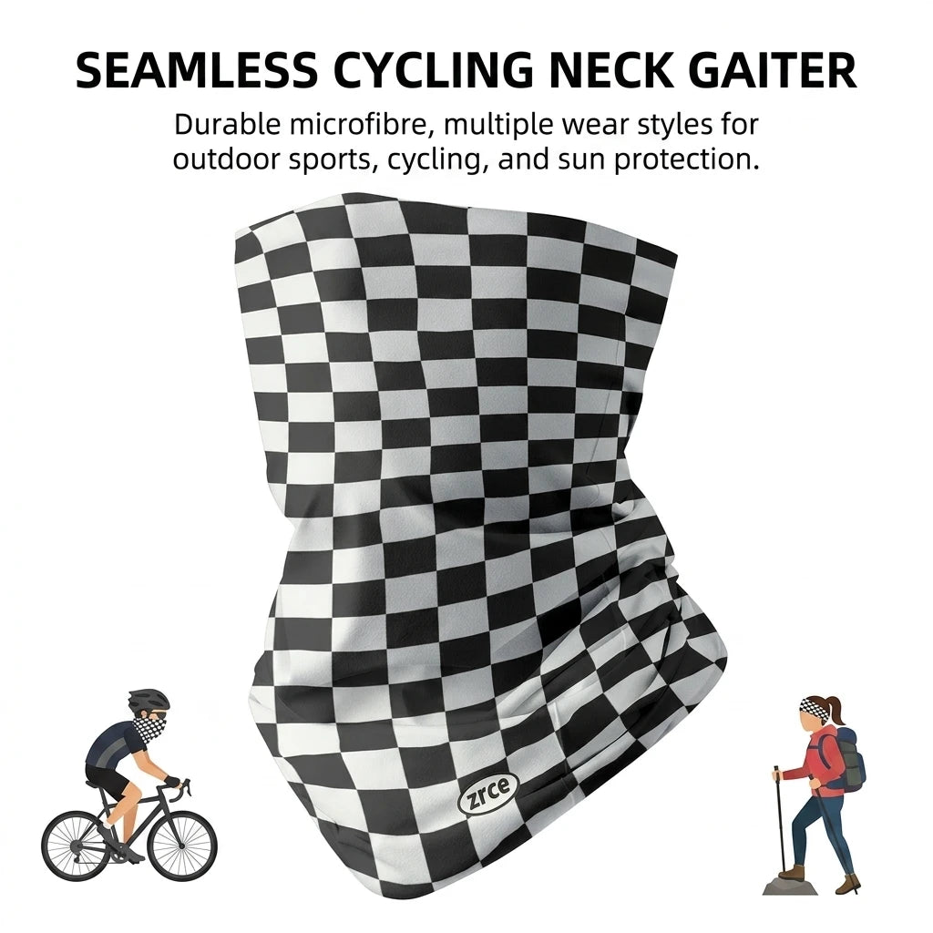 Men's Checkered Seamless Cycling Headband & Neck Gaiter