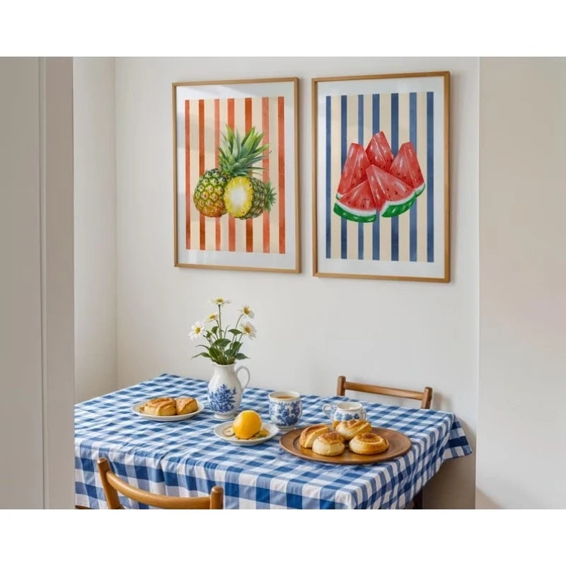 3-Piece Tropical Fruit Canvas Wall Art | Orange Watermelon Pineapple