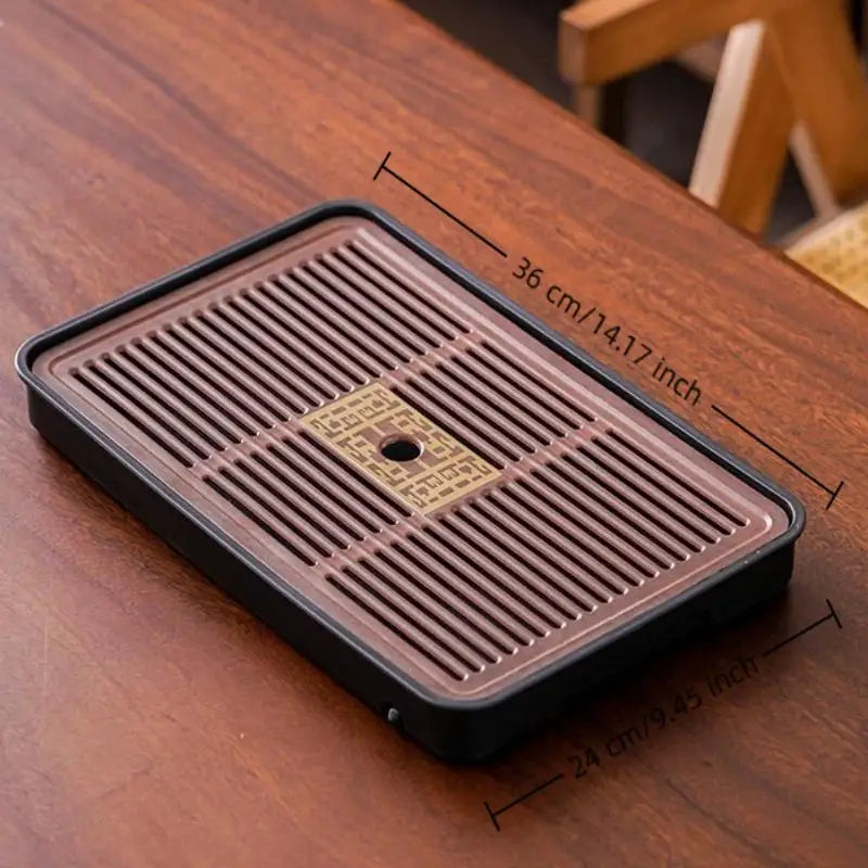Gongfu Tea Tray Vintage Wood Drawer Storage & Drain Tea Ceremony Tray Peaceful Pleasures Health and Wellness M