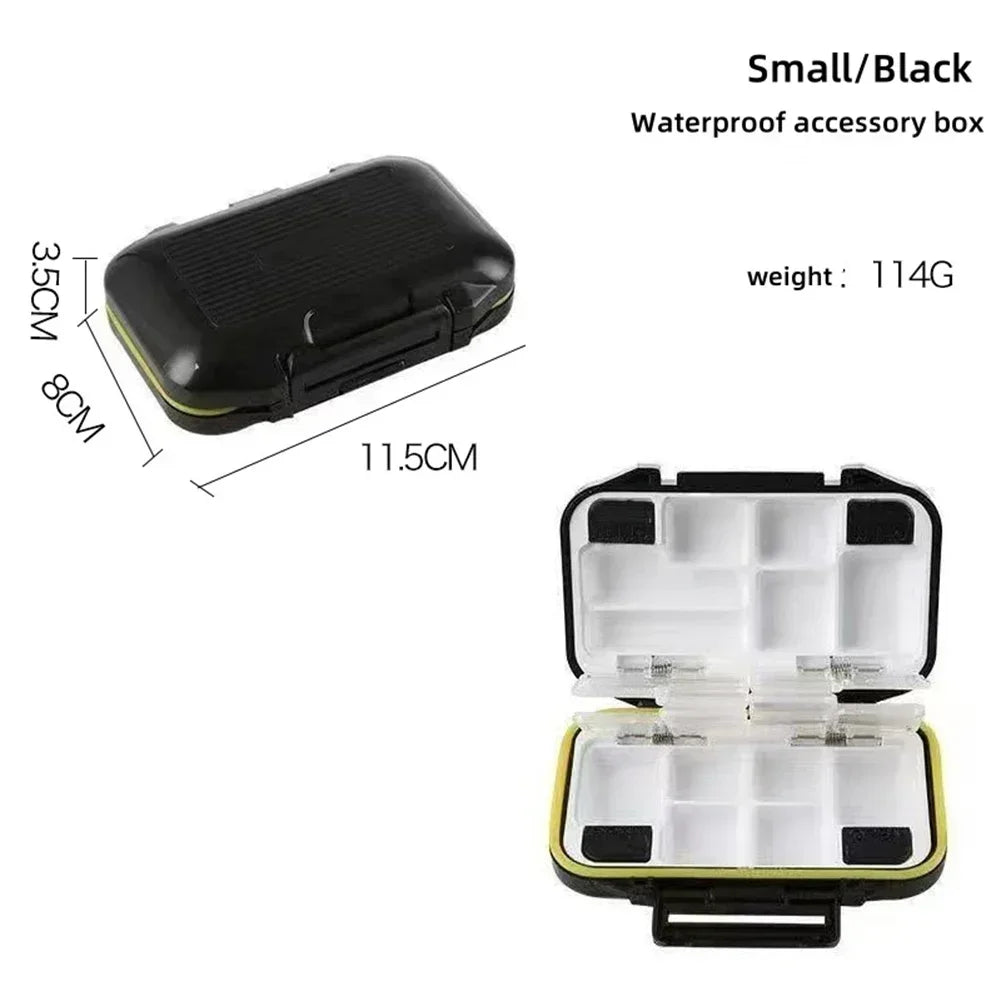 Waterproof Fishing Tackle Organizer Box | Lures Hooks Beads Fishing Tackle Box Peaceful Pleasures Health and Wellness Black-S