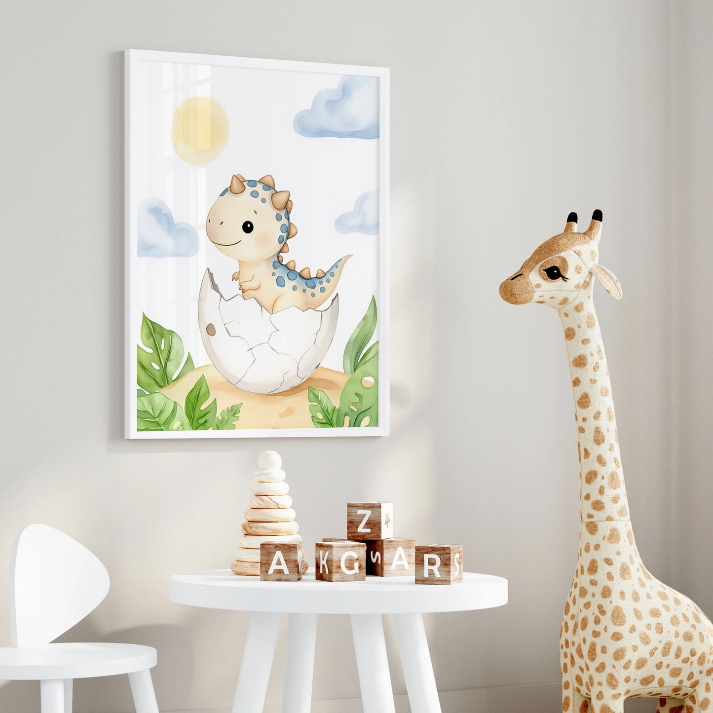 3-Piece Cartoon Dinosaur Canvas Wall Art | Kids Room Decor