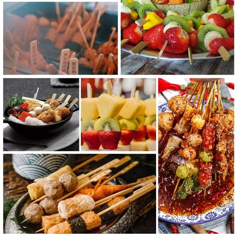 100/200PC Disposable Bamboo Skewer Sticks – BBQ, Fruit & Party