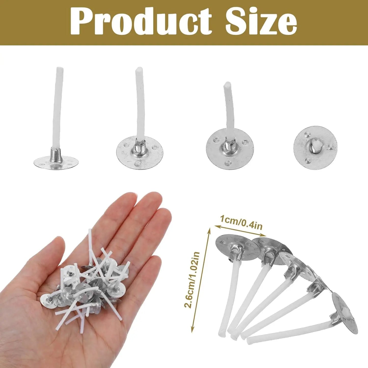 Pre-Waxed Tea Light Candle Wicks 50/100Pcs – 1.02" with Base