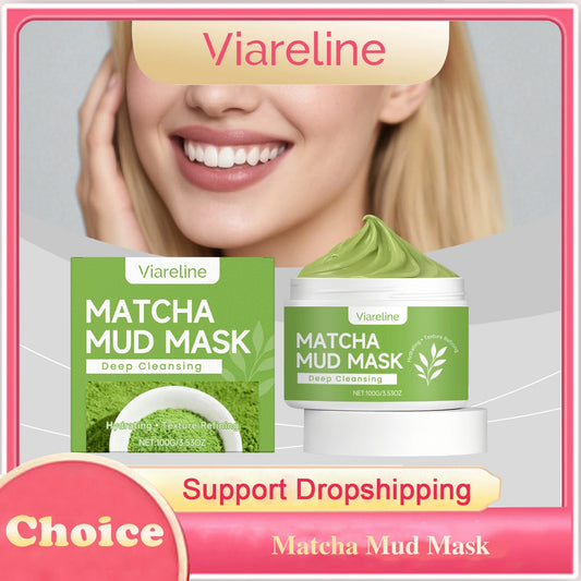 Viareline Matcha Mud Mask – Pore Cleansing & Brightening 100g Clay & Mud Mask Peaceful Pleasures Health and Wellness