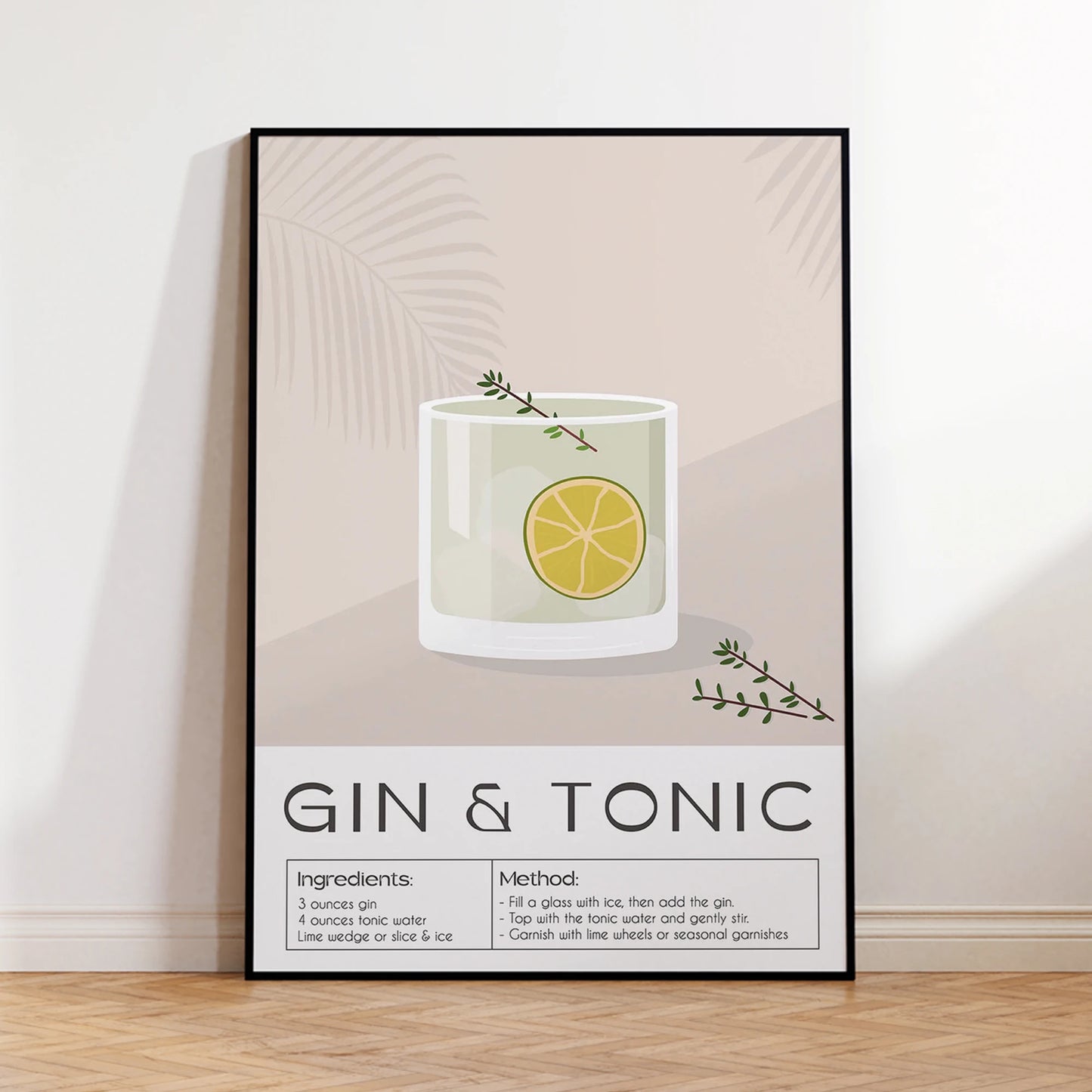 Gin & Tonic Cocktail Canvas Wall Art Print | Bar Decor