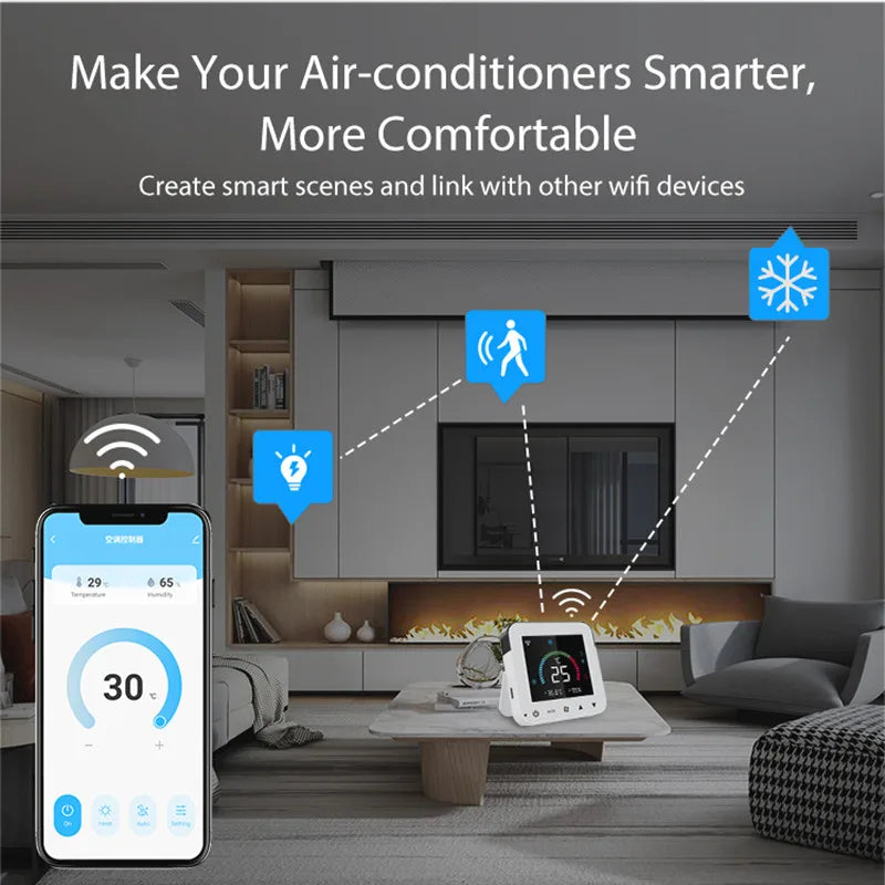 Tuya WiFi Smart Air Conditioner Controller Temperature Humidity Infrared USB Controller LCD Touch Screen for Google Home Alexa Peaceful Pleasures Health and Wellness