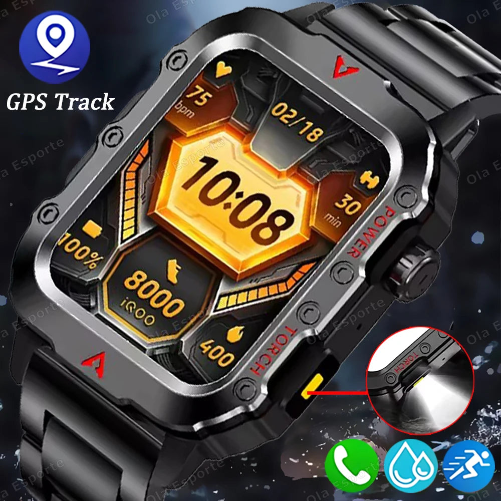 Rugged Military Smartwatch – Bluetooth Call & Health Monitor