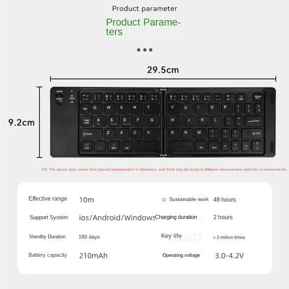 Lightweight Bluetooth Folding Keyboard Rechargeable Ultra-thin Wireless Notebook Keyboard Comfortable Colorful Peaceful Pleasures Health and Wellness