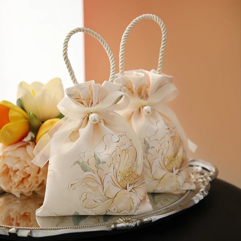 Vintage Flower Drawstring Candy Gift Bag – Wedding & Baby Shower