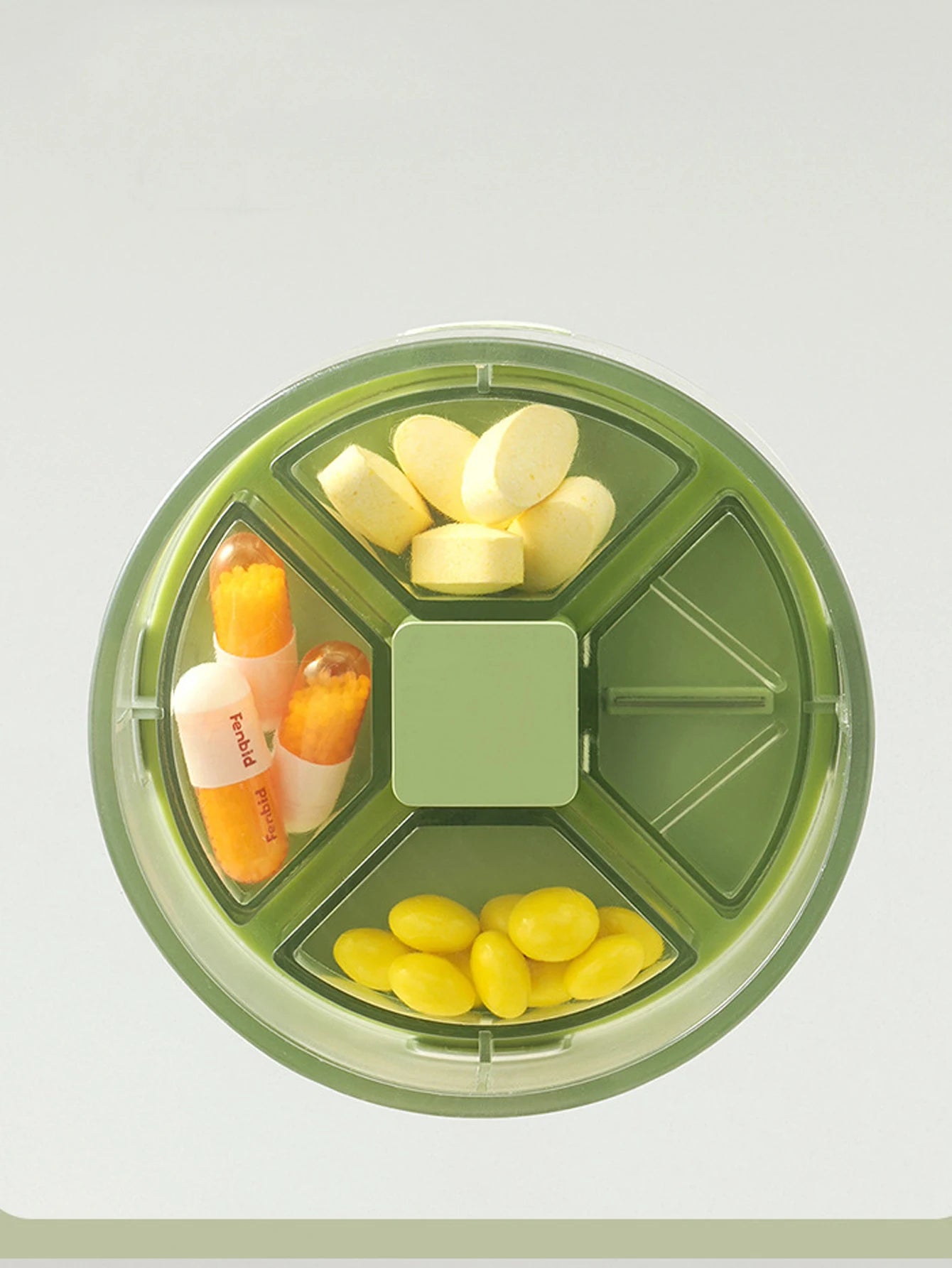 1Pcs 2-in-1 Medicine Box Water Cup Portable Slicing Travel Storage Medicine Box Four Compartment Pill Box Peaceful Pleasures Health and Wellness
