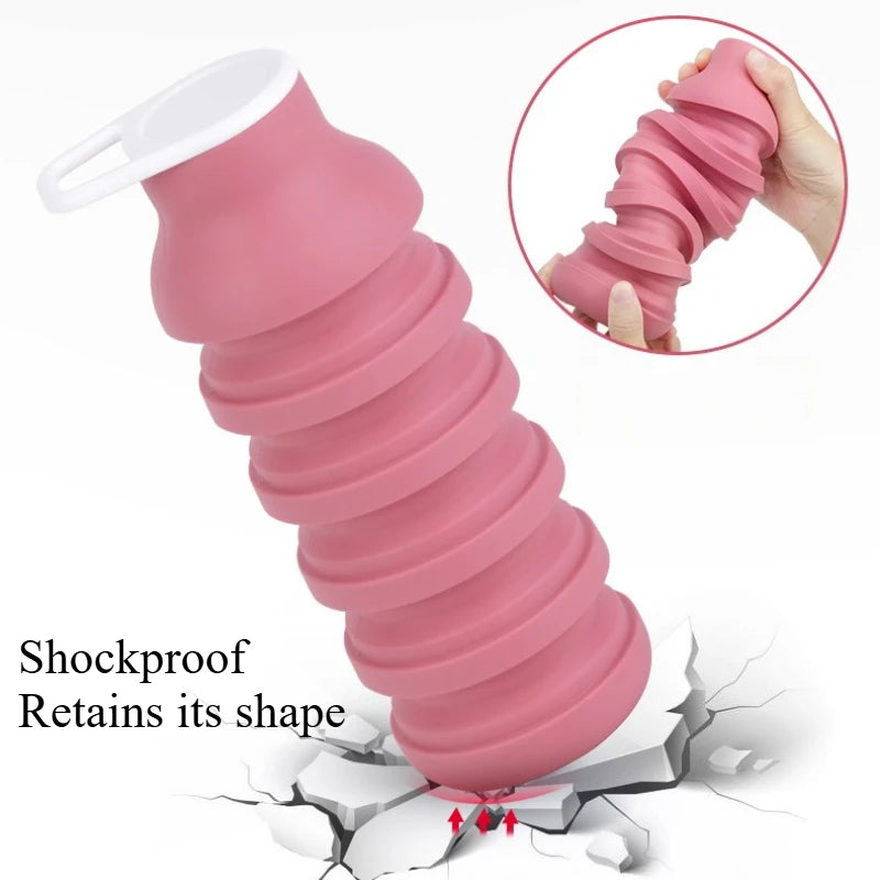 Silicone Collapsible Travel Sports Water Bottle 600ml
