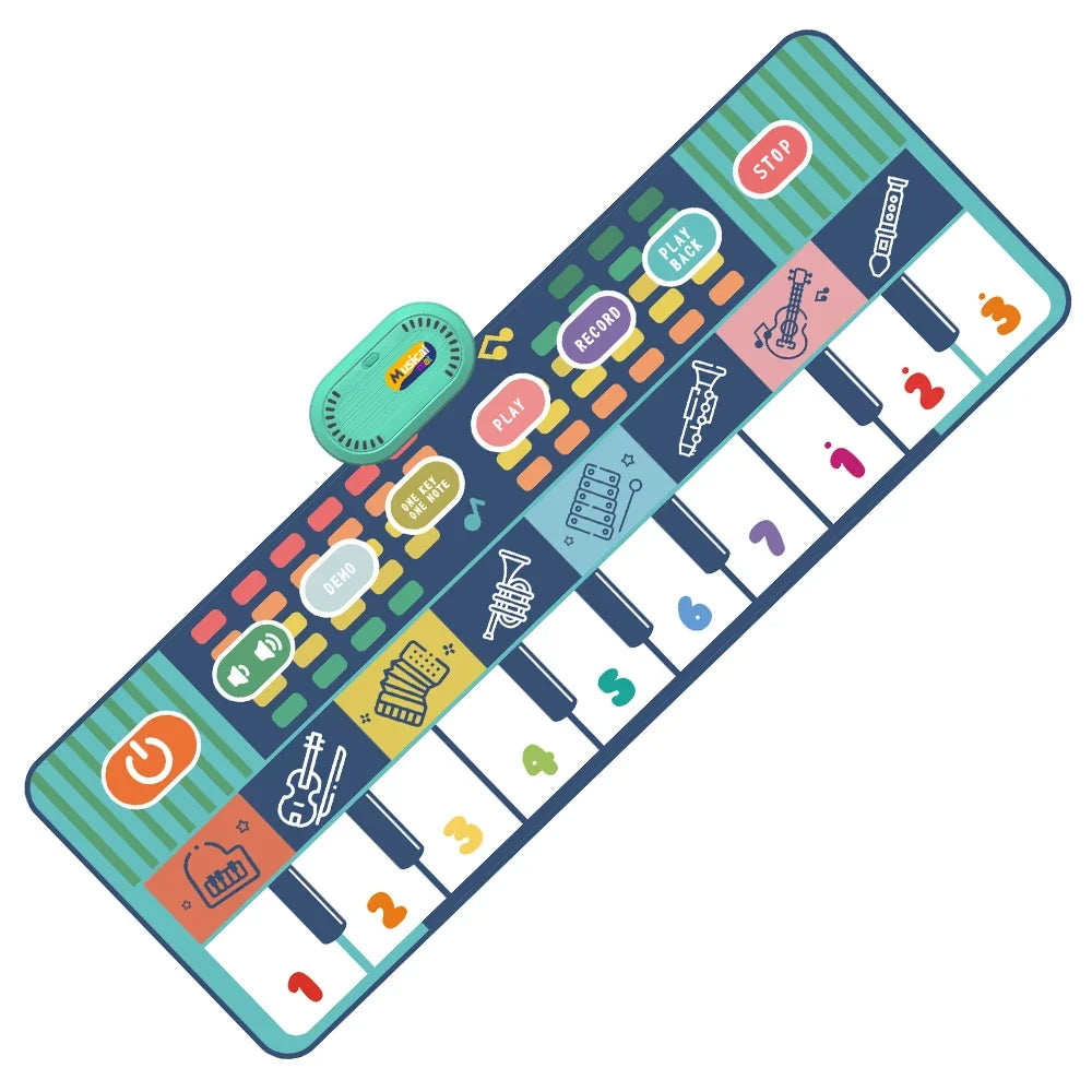 110x36cm Musical Piano Mat Toddle Carpet Toddlers Keyboard 8 Dinosaur